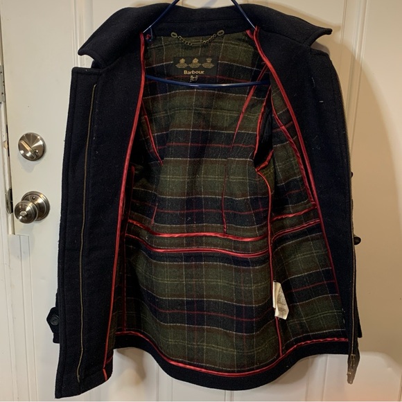 Barbour Vintage Buttermere Wool Toggle Hooded Duffle Coat Peacoat Size 6 - Picture 6 of 11